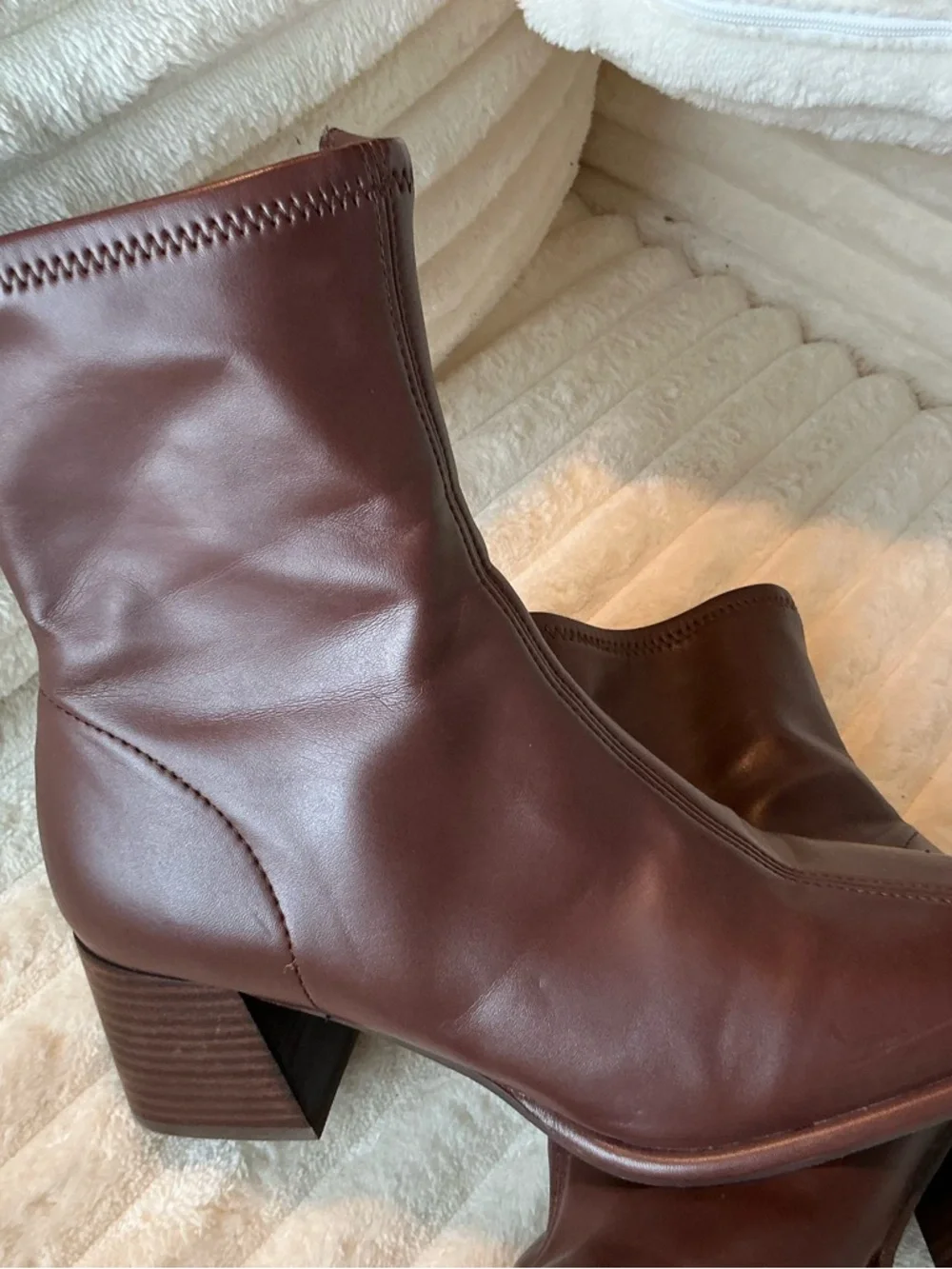 Steve Madden Brown Ankle Boots Square Toe Block Heel Size 8.5 - Picture 2 of 7